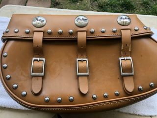 Indian Motorcycle Left Side Tan Leather Saddlebags Chief/chief Vintage