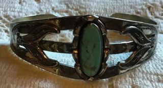 Sterling Silver Vintage Bell Trading Post Turquoise Southwestern Cuff Bracelet