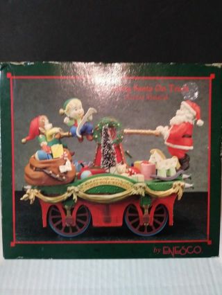 Enesco Keeping Santa On Track Rolling Railroad Car Multi - Action Music Box Mib
