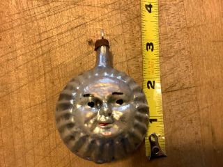 German Antique Figural Glass Double Sided Sun Vintage Christmas Ornament 1920 