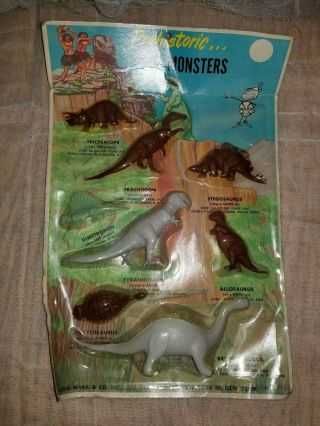 Marx Vintage Prehistoric Monsters Dinosaur Blister Card Pack Playset
