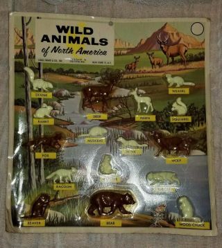 Marx Vintage Wild Animals Of North America Blister Card Pack Playset