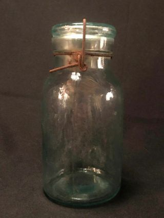 Early 1900 The Telephone Fruit Jar,  Mouth Blown Ground Lip,  Lid,  Quart 3