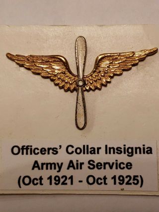 Army Air Service Officers Branch Collar Insignia Pin Oct 1921 - Oct 1925