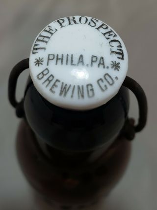 Prospect Brewery Chas Wolters Amber Beer Bottle Porcelain Stopper Philadelphia 2