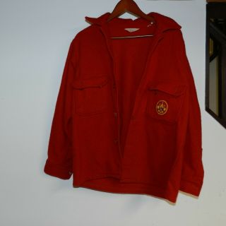 Vintage Boy Scouts Of America Bsa Red Wool Jacket Coat,  Size 40,  Made In The Usa