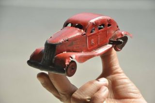 Vintage Wind Up Litho Red Car Tin Toy,  Collectible
