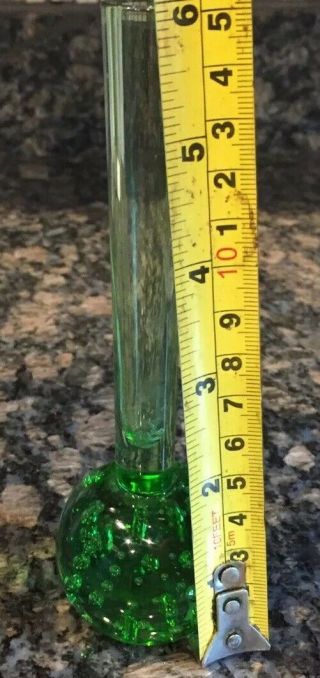Vintage Emerald Green Controlled Bubble 6” Tall Paperweight Bud Vase. 2