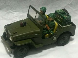 Vintage Battery Operated U.  S.  Army Jeep Tin Litho Truck 41091