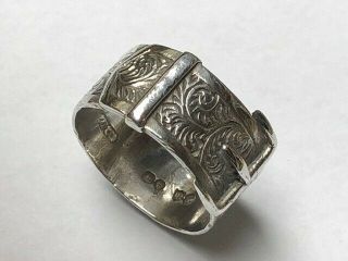 Victorian Engraved Silver Buckle Ring Hallmarked London 1877