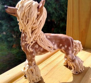 Chinese Crested Dog Porcelain Stoneware Pottery Sculpture Figurine Ooak