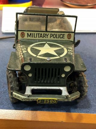 1951 Arnold Tin Toy Military Jeep W/controller.  Us Zone Germany