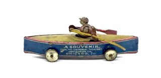 Tin Litho Penny Toy Row Boat German - Universal Theatres - Chicago