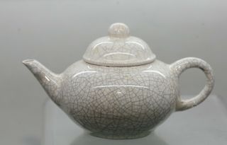 Very Fine Antique Chinese Ge Yao 哥窑 Crackle Glaze Teapot Circa 1880s