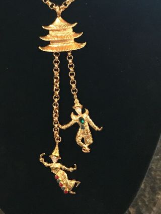 Kenneth J Lane Lariat Thai Dancers Pagoda Necklace Brooch Pin Combo Kjl Asian