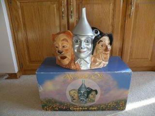 Wizard Of Oz Cookie Jar Scarecrow Tin Man Lion Box Warner Bros 1997