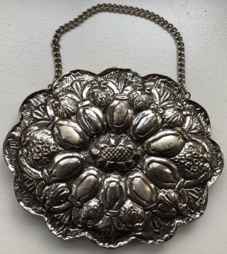 Vintage Indian Silver Small Hanging Mirror.
