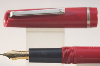 Osmiroid No.  65 Rolatip Medium Soft Fountain Pen,  Red With Chrome Trim