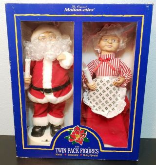 1996 Telco Motion - Ettes 15 " Santa & Mrs Claus Christmas Twin Pack Musical Motion
