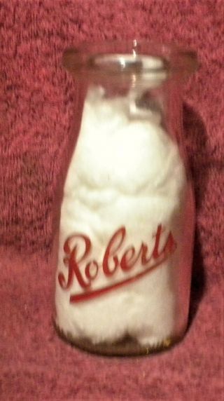 Roberts Round Glass Half - Pint Cream Bottle