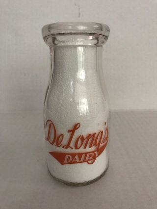 Vintage Delong’s Dairy Glens Falls Ny 1/2 Pint York Milk Bottle