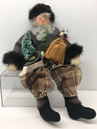 Primitive Folk Art Father Christmas Santa Doll Handcrafted/ Painted