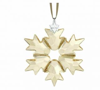 Swarovski Crystal Scs Christmas Ornament 2018 Large Gold 5376665 Mib W/coa