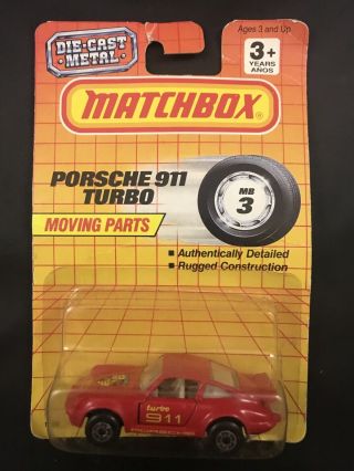 1990 Matchbox Moving Parts Porsche 911 Turbo Mb 3 Die - Cast Metal 1:64 Scale
