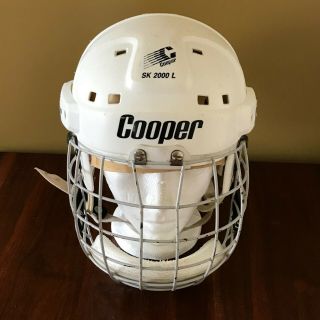 Vintage Cooper Goalie Sk2000l White Hockey Helmet Hasek Osgood Style Cage Mask