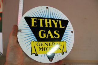 General Motor Gmc Ethyl Gasoline Porcelain Sign Gas Oil Car Farm Motor Texaco