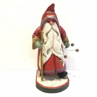 1991 House Of Hatten Folk Art Santa Claus Walking Stick Christmas - 10.  5”