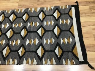 Vintage Native American Navajo Indian Rug Hand Made Yellow White Gray 48 x 27 2