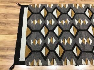 Vintage Native American Navajo Indian Rug Hand Made Yellow White Gray 48 x 27 3