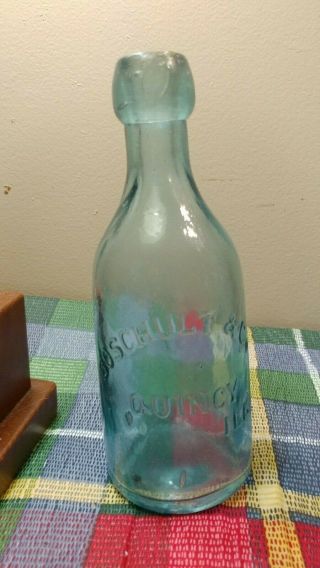 Boschult & Co.  Htf True Blob Top Soda Bottle Quincy Ill.  Il Illinois A&dhc