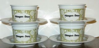 Set Of 4 Haagen Dazs Ice Cream Dessert Cups & Plates Made In Italy By Tognana