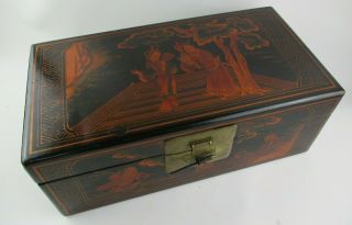 Vintage / Antique Black Lacquered Box - Oriental / Chinese Writing Box?