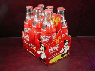 Disney Mickey Mouse 75 Inspearations Coke Coca Cola 8 Oz Bottle 6 Pack