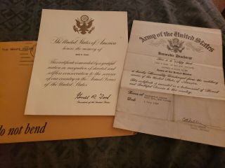 1945 Honorable Discharge Papers Harlem African American &1976 White House Letter