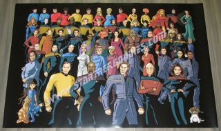 Star Trek: The Series Thru Enterprise Crews Cartoon Poster 36 " X24 "