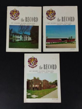 Three 1966 The Record Of Sigma Alpha Epsilon Fraternity Publications Volume 86