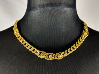 Lovely Vintage Gold Tone Link Chain Motif Necklace Jewellery By Trifari