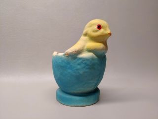 Vintage Easter Paper Mache Candy Container Chick In Egg 5 1/2