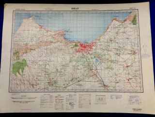 1942 World War Ll Map Oran,  Algeria Army Map Service 1:150,  000