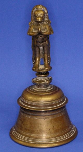 Antique Vintage Brass India Hanuman Hindu Monkey God Vayu Temple Bell [17571]