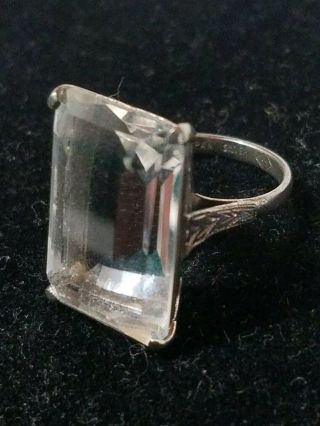 Vintage Japan Silver Ky Crystal Glass Sterling Ring Size 5.  5