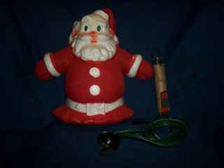 Vintage Plastic And Metal 3d Santa Claus Lighted Wall Hanging Early Blow Mold