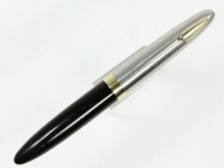 Sheaffer White Dot Tuckaway Fountain Pen In Black/stainless Steel & 14k Gold Nib