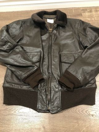 Vintage 1984 Us Navy G - 1 Bomber Leather Jacket Ralph Edwards Great Cond Size 40