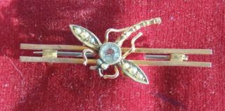 Antique 9ct Solid Gold Draon Fly Bar Brooch