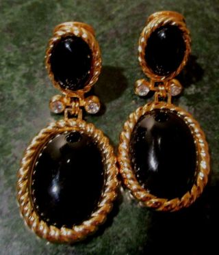 Vintage Estate Pierced Christian Dior Runway Glitzy Rs W/ Pearl Drop Earrings